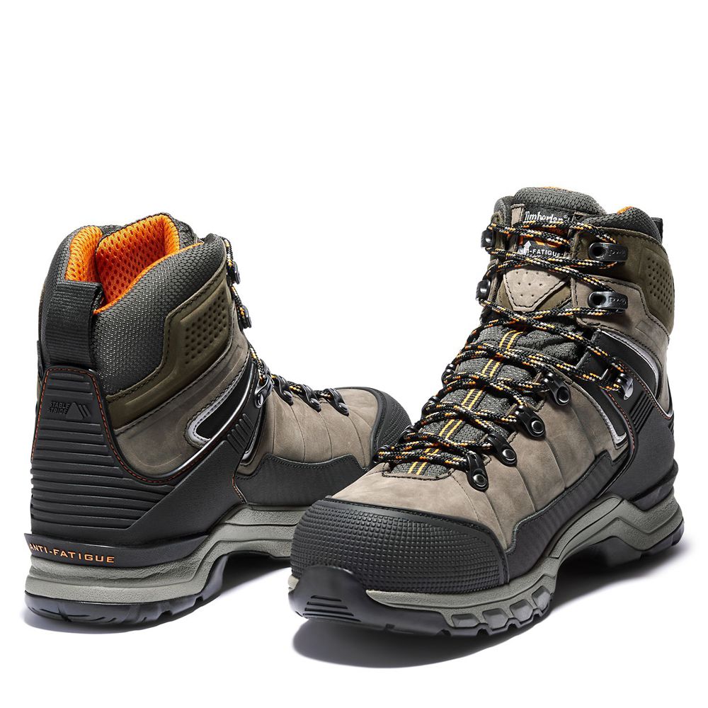 Timberland Μποτακια Εργασίας Ανδρικα Ελιά/Μαυρα - Pro® Hypercharge Trd Waterproof Composite-Toe - Gr